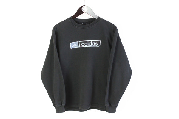 Vintage Adidas Sweatshirt Small big logo black 90's style crewneck 