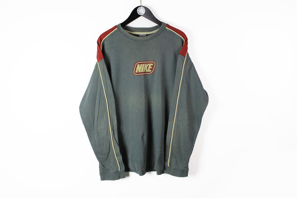 Vintage Nike Sweatshirt XLarge gray big logo 90s long sleeve cotton t-shirt