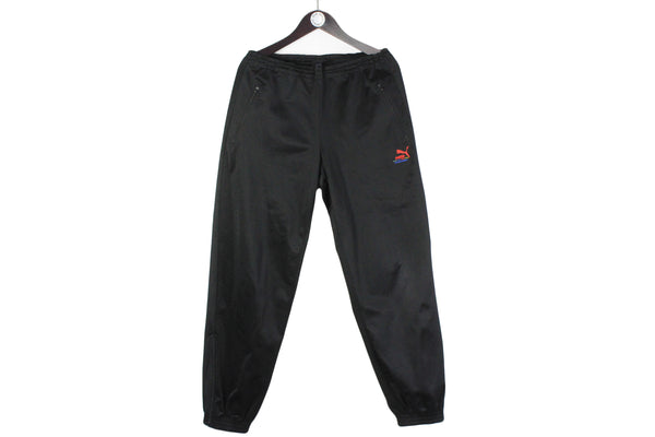 Vintage Puma Track Pants Medium black small logo 90s sport trousers