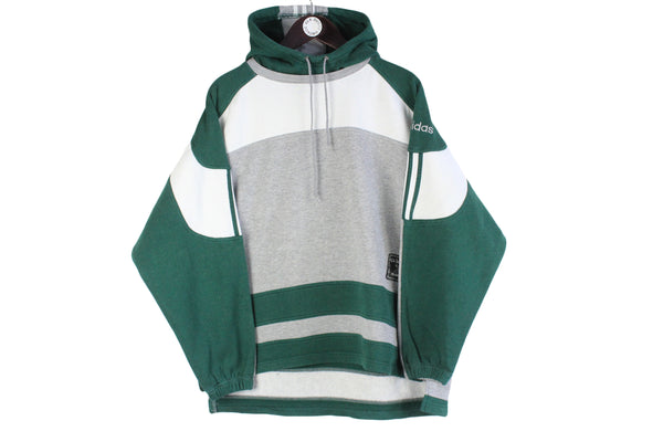 white gray green 90s retro sport style hooded jumper Vintage Adidas Cross Training Hoodie Small / Medium