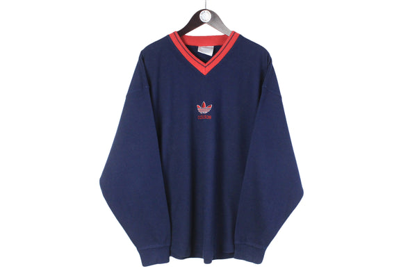 Vintage Adidas Sweatshirt men's v-neck pullover central logo three brand clothing 90's jumper