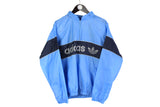 vintage ADIDAS ORIGINALS mens Nylon Hoodie Windbreaker Jacket Reflective Logo authentic rare retro hood Size M blue hipster rave 90s 80s