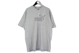 Vintage Puma T-Shirt XXLarge gray big logo v-neck 90s sport cotton oversize tee