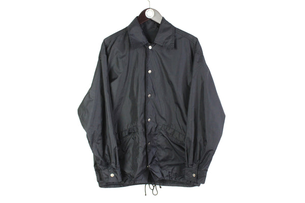 vintage ATSUKI ONISHI black Coach Jacket authentic Size mens S / M rare retro black 90s 80s big logo sport athletic moto streetwear zip