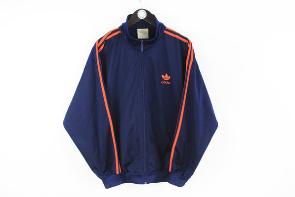 Vintage Adidas Track Jacket Large blue long sleeve windbreaker 90's sport style classic full zip cardigan
