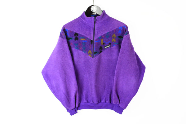 Vintage Fleece 1/4 Zip Small purple 90s multicolor retro style sweater ski