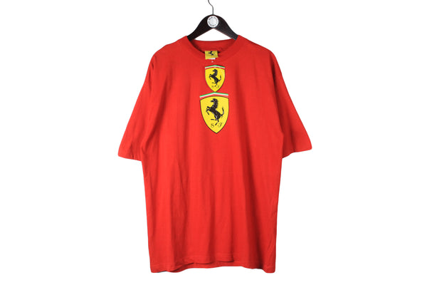 Vintage NWT Ferrari 1998 Deadstock T-Shirt XLarge red 90s big logo authentic rare michael schumacher cotton tee Formula 1 F1