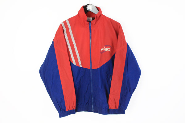 Vintage Asics Track Jacket Medium red blue 90's sport style windbreaker