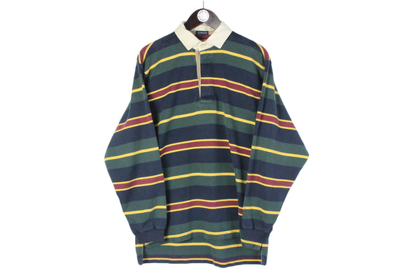 Vintage Gant Rugby Shirt Medium size striped pattern long sleeve collared shirt retro streetwear 90's style