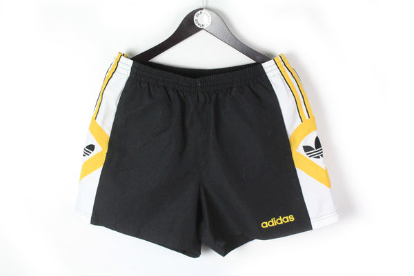 Vintage Adidas Shorts Large swimming summer shorts black yellow big logo