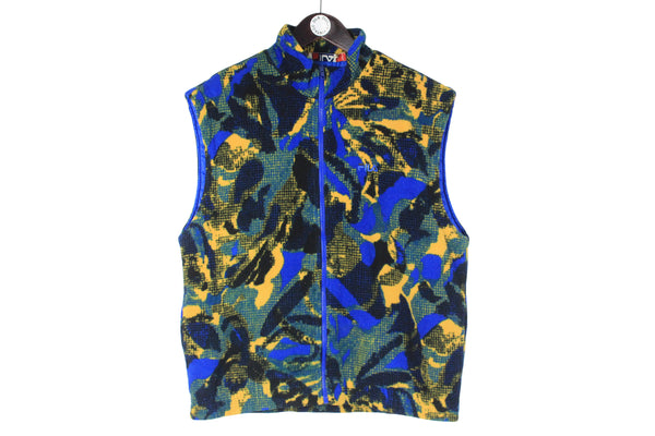 Vintage Fila Fleece Vest Large size men's acid pattern multicolor warm 90's style ski streetwear sleevless