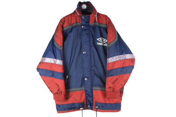 Vintage Umbro Jacket Large big logo blue red 90s retro sport style windbreaker