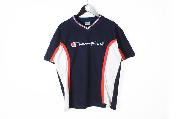 Vintage Champion T-Shirt Medium / Large blue big logo 90's retro style tee