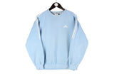 Vintage Adidas Sweatshirt Women's Medium small logo crewneck 90s retro jumper light blue