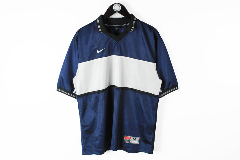 Vintage Nike T-Shirt Medium blue white 90s sport retro wear 