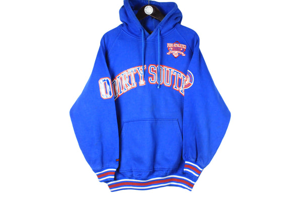 Vintage Fubu Hoodie Medium size men's blue bright big logo hooded sweatshirt 90s streetwear hip hop culture
