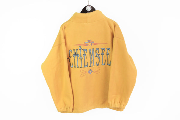 Vintage Chiemsee Fleece Large yellow big logo 90's ski sweater winter jumper