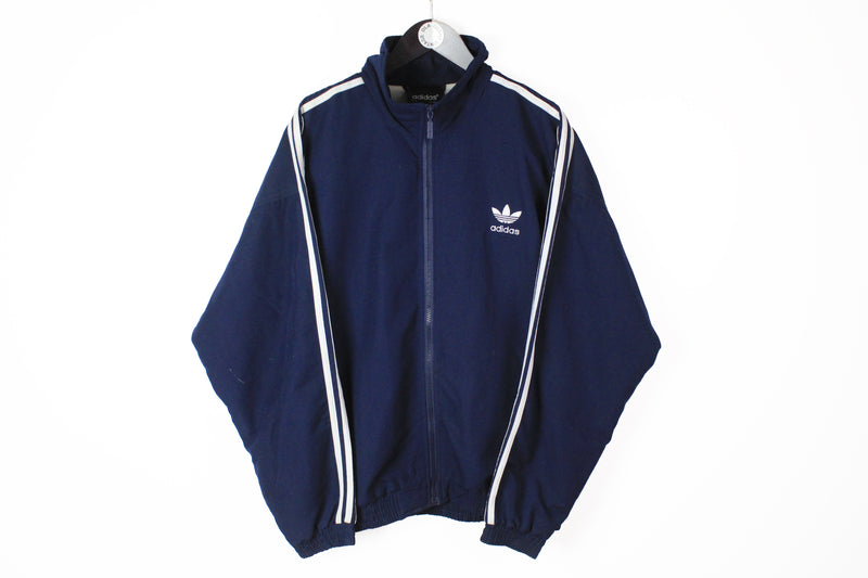 Vintage Adidas Track Jacket XLarge navy blue 90's windbreaker