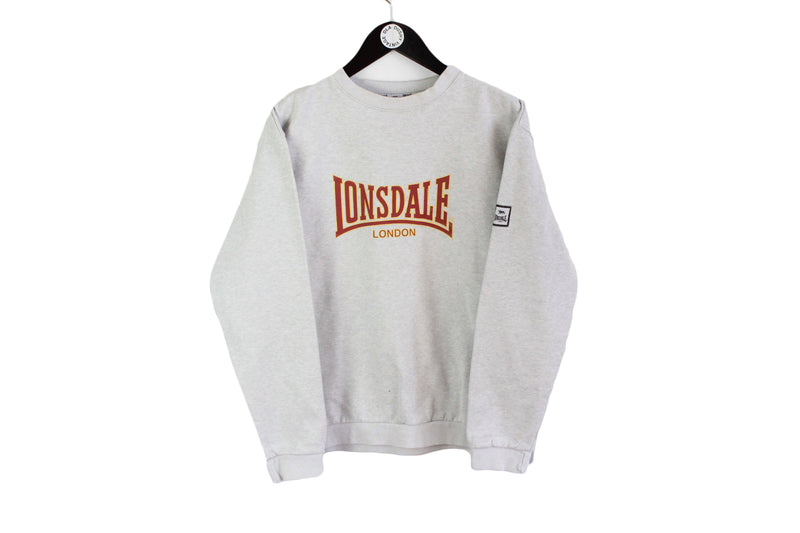 Vintage Lonsdale Sweatshirt Medium gray big logo 90's London Hooligans crewneck Skinheads