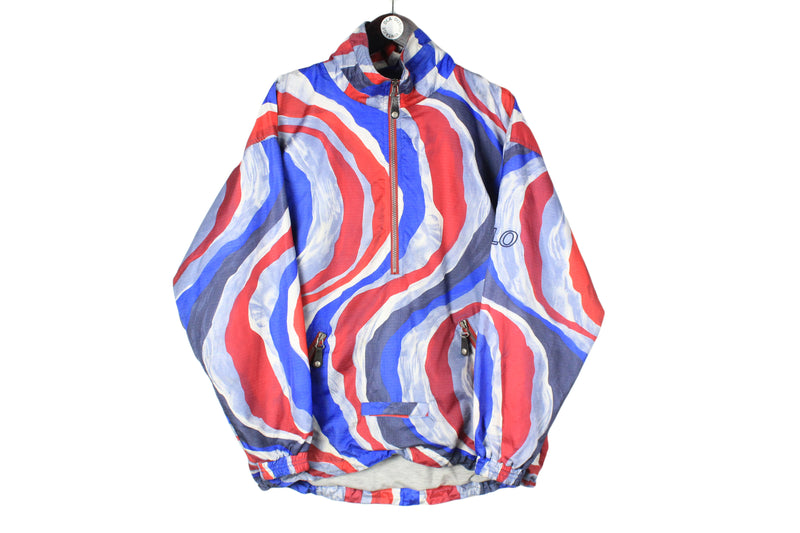 Vintage Odlo Jacket Large size men's oversized multicolor bright full pattern anorak 90's windbreaker