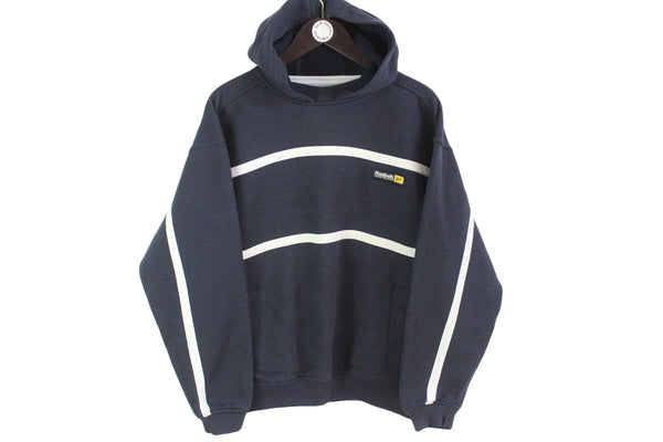 Vintage Reebok Hoodie Small navy blue 00s authentic oversize hooded jumper