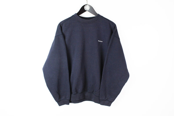 Vintage Reebok Sweatshirt Medium navy blue crewneck 90s sport style streetwear jumper 