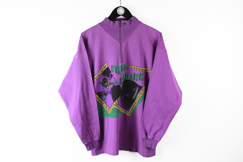 Vintage Maser Ski Sweatshirt Half Zip Large Free Riding 80s Austria sport purple jumper