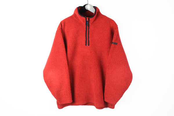 Vintage Gant Fleece 1/4 Zip Large red 90s winter sweater