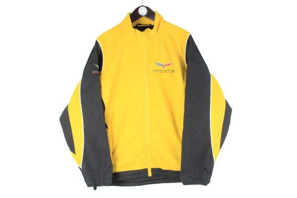 Vintage Corvette Chevrolet Jacket Large yellow big logo 90s retro racing sport wear auto sport rally USA jacket