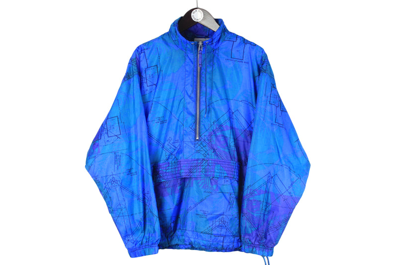 Vintage Nike Anorak Jacket Medium / Large 90s blue retro sport style abstract pattern windbreaker