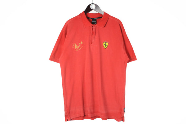 Vintage Ferrari Barrichello Polo T-Shirt XLarge size men's collared tee race racing merch 90's rare retro top car Formula 1 F1