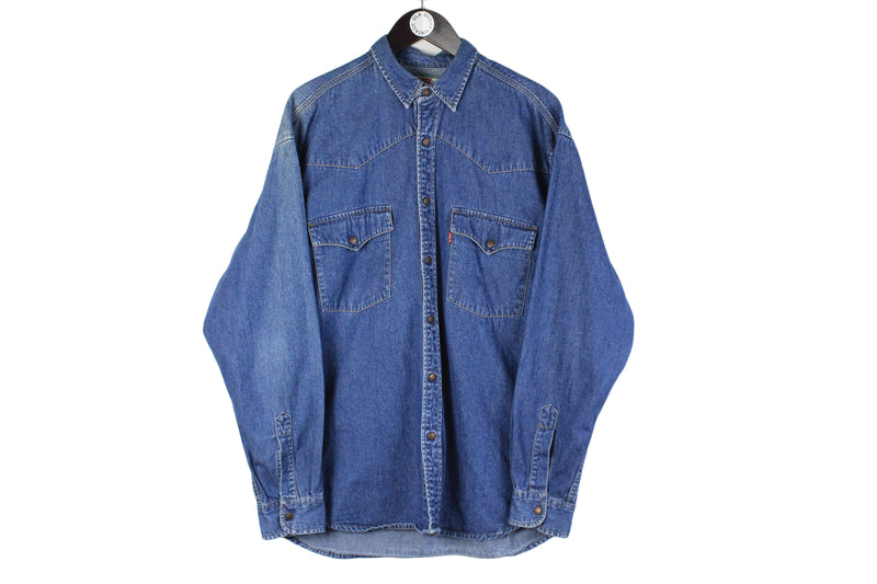 Vintage Levi's Denim Shirt XLarge 90s blue USA style jean blouse