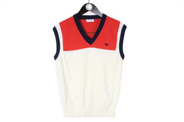 Vintage Adidas Vest Small / Medium size men's sleeveless sweater bright sport streetstyle knitwear made in Austria 80s 