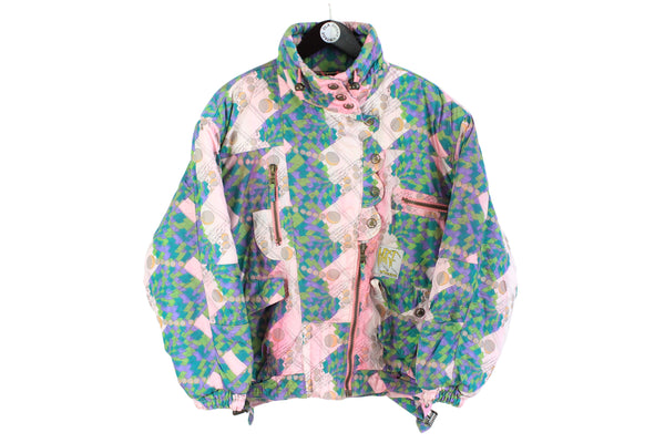 Vintage Ellesse Ski Jacket Large / XLarge made in Italy 80s 90s winter mountain abstract crazy pattern multicolor coat