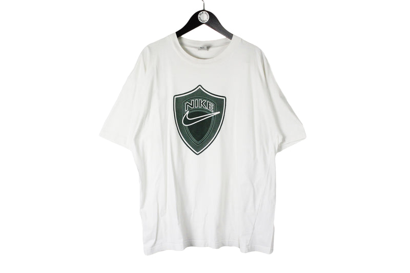 Vintage Nike T-Shirt XLarge white green big logo 90's oversize retro style cotton basic tee