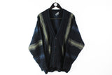 Vintage Carlo Colucci Cardigan XLarge blue button 90s sweater