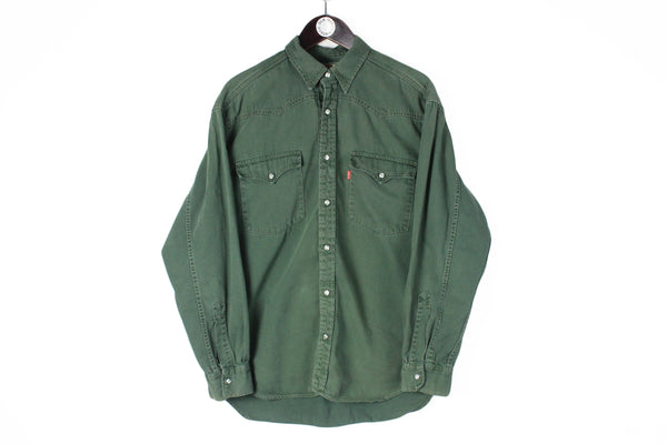 Vintage Levi's Shirt Large size men's classic green streetwear button up collared work wear 