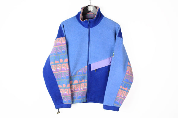 Vintage Salewa Fleece Full Zip Medium blue abstract pattern 90's outdoor sweater