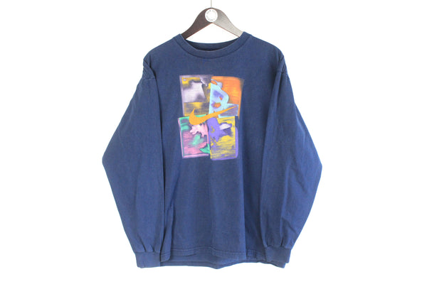Vintage Nike Sweatshirt Large size men's big logo swoosh long sleeve pullover crewneck jumper retro street style