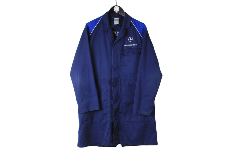 Vintage Mercedes-Benz Robe Jacket Medium blue big logo mechanic wear 00s 90s retro style shirt