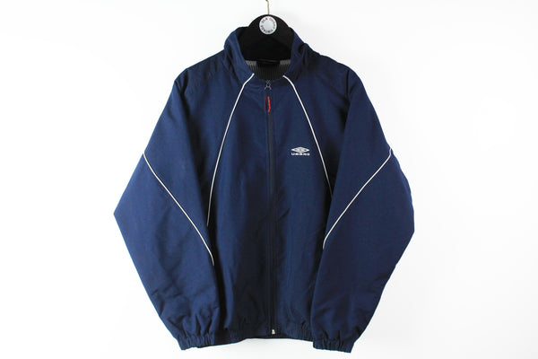 Vintage Umbro Track Jacket Small / Medium navy blue big logo 90s sport UK windbreaker