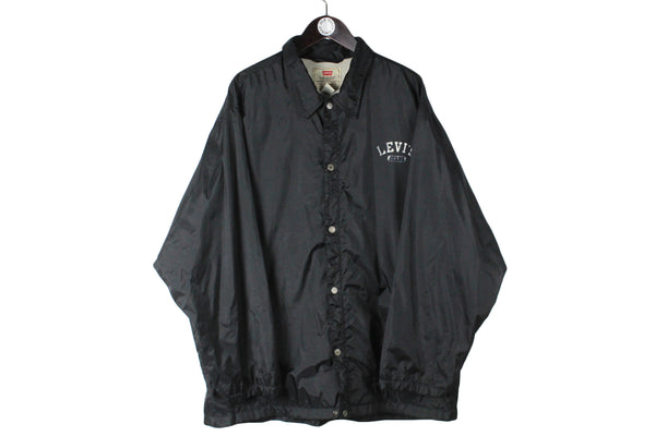 Vintage Levi's Coach Jacket XLarge black big logo sport style windbreaker 90s