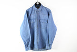 Vintage Levis Denim Shirt XLarge blue snap button 90s classic work wear