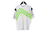 Vintage Adidas T-Shirt Medium / Large white cotton neon acid green basic sport tee 90s
