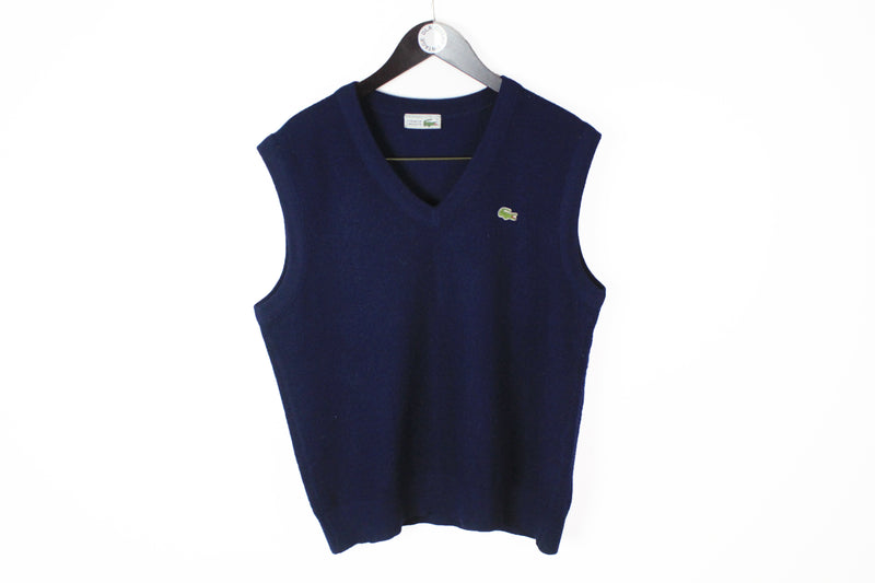 Vintage Lacoste Vest Medium navy blue made in France Chemise 90's tennis golf sport style