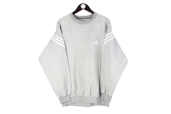 Vintage Adidas Sweatshirt XLarge gray 90s retro crewneck small logo sport jumper