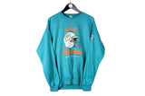 Vintage Miami Dolphins Sweatshirt Large blue 90's NFL Football American sport crewneck