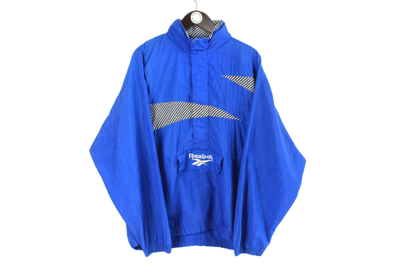 vintage REEBOK Anorak Track Jacket Size M classic blue pattern authentic retro hipster 90's 80's rave athletic sport suit classic clothing
