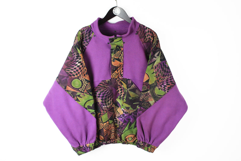 Vintage Fleece Half Zip Medium 80s ski multicolor abstract pattern retro style sweater