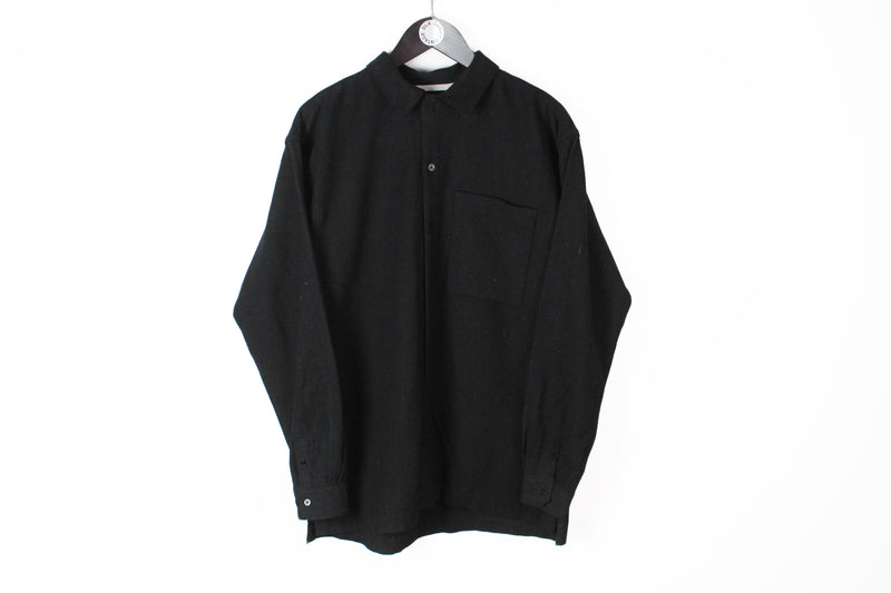Norse Projects Shirt Large black silk wool button up streetwear style